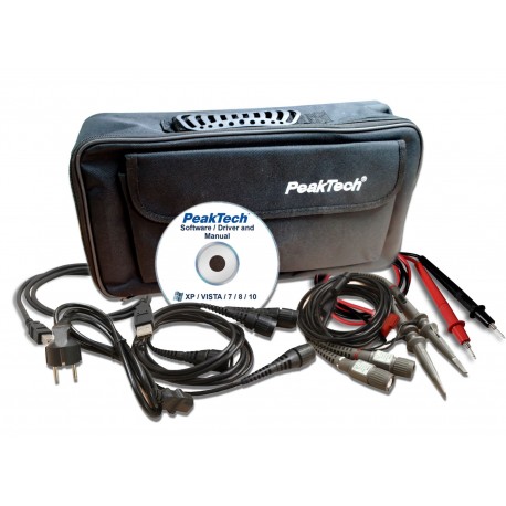 Accessoires livré avec l'ocilloscope 2x100MHz avec générateur et multimètre PeakTech® P 1360