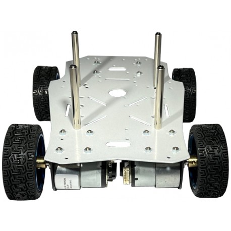 Vue de face de la base robotique métal 4 roues motrices RALLY