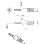 Dimensions de la fiche banane mâle 4 mm noir