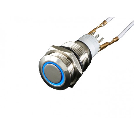 Bouton-poussoir anti-vandal anneau lumineux bleu