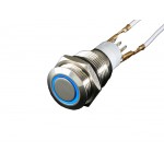 Bouton-poussoir anti-vandal anneau lumineux bleu