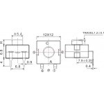 Dimensions du bouton-poussoir On-Off 12 x 12 mm