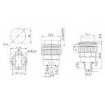 Dimensions bouton-poussoir lumineux On-Off 16 mm