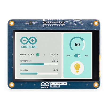 Face avant de la platine Arduino GIGA Display Shield ASX00039