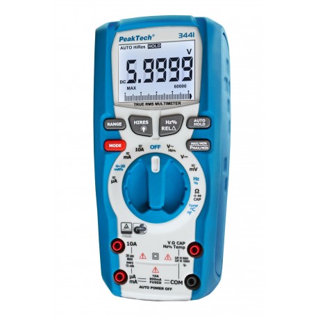 Multimètre True RMS étanche 60000 points PeakTech 3441