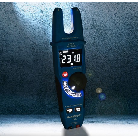 Lampe torche intégré pince ampèremétrique fourche True RMS PeakTech® 1700