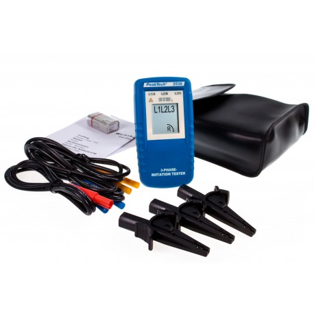 Détail du contenu de l'Indicateur de sens de rotation pour moteur triphasé PeakTech® 2530