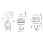 Dimensions du bouton-poussoir OFF - ON orange