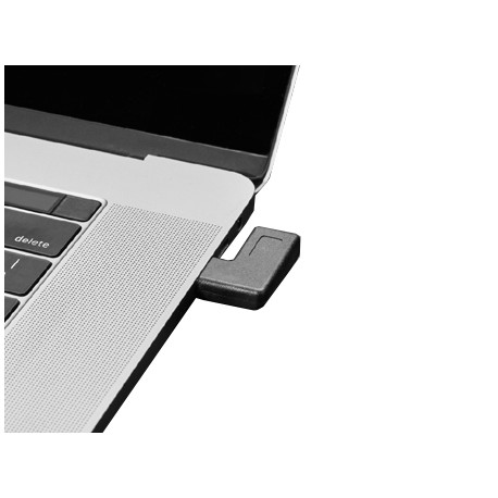 Exemple d'utilisation de l'adaptateur USB C coudé 90° mâle femelle