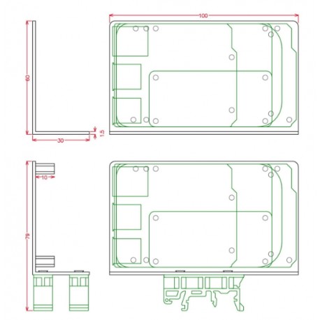 Dimensions du support de montage Rail DIN