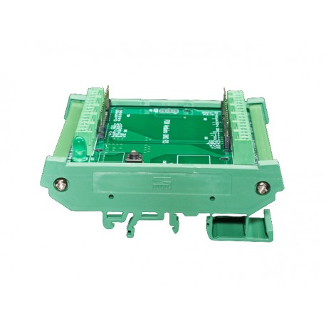 Vu de coté du module borniers à vis sur rail DIN pour Arduino Uno