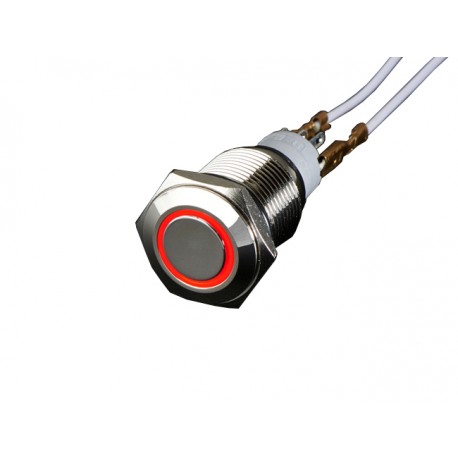 Bouton-poussoir anti-vandal M/A anneau rouge