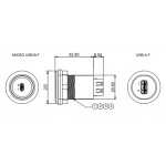 Dimensions de l'adaptateur micro USB B vers USB A femelle pour châssis