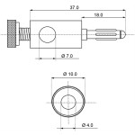 Dimensions de la fiche banane dorée pour câble de haut-parleur