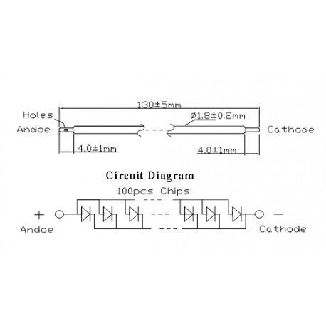 Dimensions filaments leds flexibles 13 cm