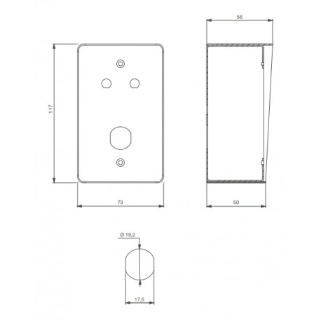 Dimensions du boîtier pour serrure à clefs KS500A