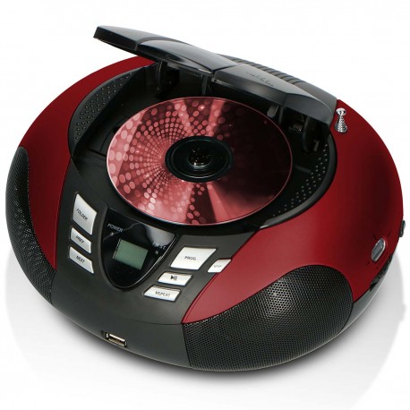 SCD-37 USB Rouge Radio FM Portable CD et Lecteur USB Rouge  - 5