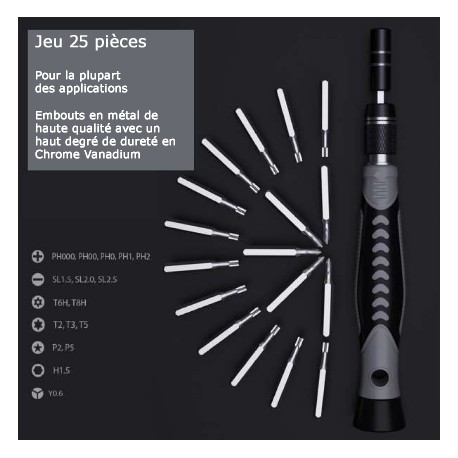 Détail du tournevis porte embout du coffret PCW08H