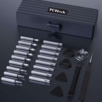Détail des 25 accessoires livrés dans le coffret de tournevis de précision PCW08H