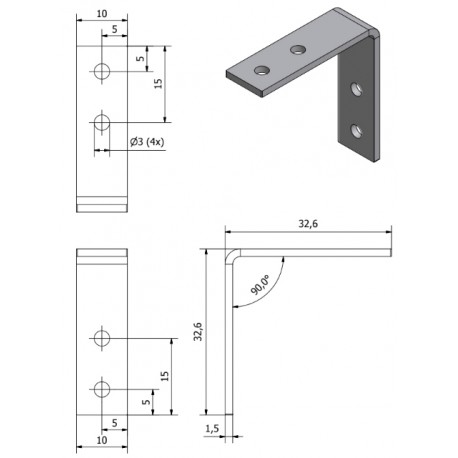 Dimensions équerre MakerBeam 100315