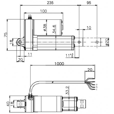 Détail du potentiomètre de recopie de position de l'actionneur linéaire ACRZilla CE12SSP