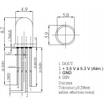 Brochage Led RVB boitier diffusant 5 mm avec contrôleur compatible WS2812B