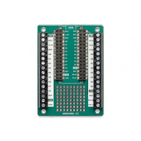 Vue de dessus de la carte Arduino Nano Screw Terminal Adapter ASX00037