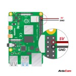 Détail des broches pour alimenter le module caméra ArduCAM Time of Flight B0410 sur une Raspberry Pi