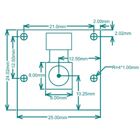 Dimensions de la caméra ArduCAM 5MP OV5647 B0033