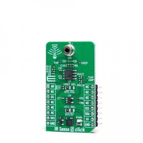 Vue de côté du capteur de température IR Sense 5 click MIKROE-6093