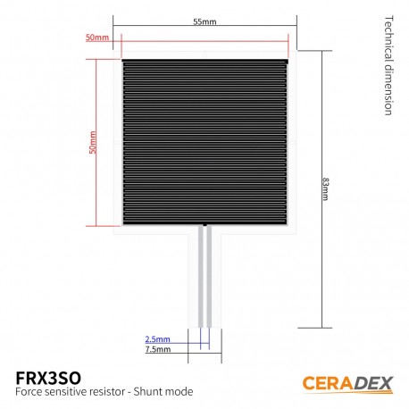 Dimensions du capteur FSR CERADEX (gamme Shunt) FRX3SO