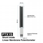 Dimensions Potentiomètre à membrane linéaire CERADEX PTX1S