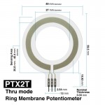 Dimensions Potentiomètre à membrane rotatif CERADEX PTX2T
