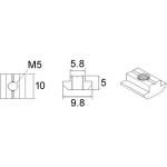 Dimensions Ecrou M5 ACRZilla en T