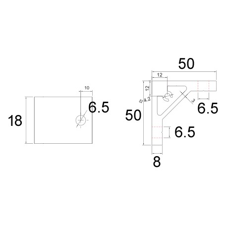 Dimensions Grande équerre d'angle pour profilé ACRZilla série 20x20