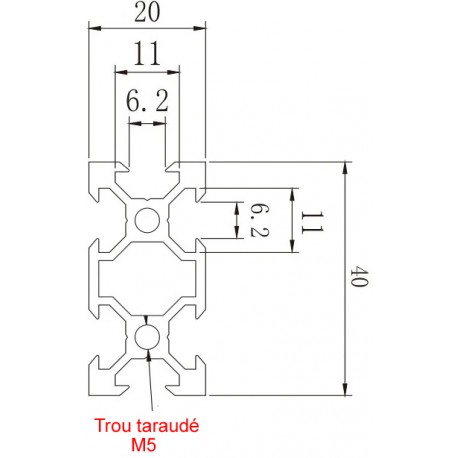 Dimensions Profilé aluminium 40 mm ACRZilla série 20x40