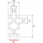 Dimensions Profilé aluminium 600 mm ACRZilla série 20x40