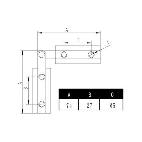 Dimensions Equerre pliable pour profilés ACRZilla