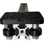 Vue de côté du Petit chariot mobile 4 roues pour profilés 20x20