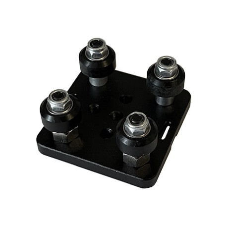 Vue de dessous du Petit chariot mobile 4 roues pour profilés 20x20