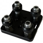 Vue de dessous du Petit chariot mobile 4 roues pour profilés 20x20