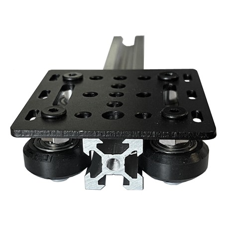 Vue de côté du Chariot mobile 4 roues pour profilés 20x20