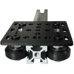 Vue de côté du Chariot mobile 4 roues pour profilés 20x20