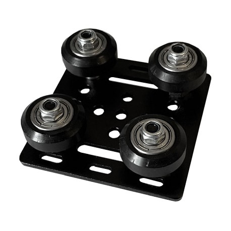 Dessous du Chariot mobile 4 roues pour profilés 20x20