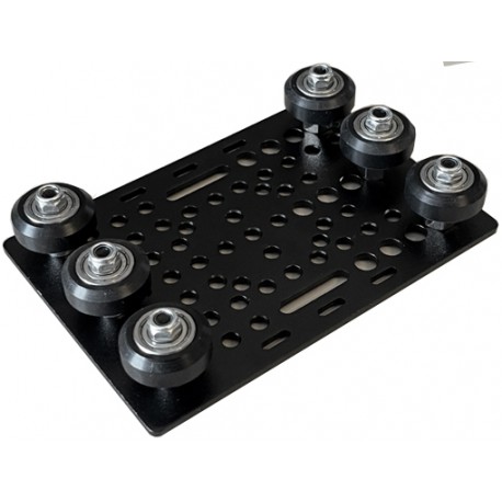 Vue arrière Grand chariot mobile 6 roues pour profilés 20x80