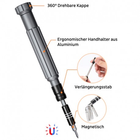 Détail du tournevis à embout du Jeu de tournevis de précision PCW08J