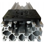 Vue de côté du Chariot mobile 4 roues pour profilés 40x80