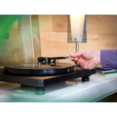 Platine vinyle en bois avec cartouche MMC et encodage PC Noir  - 12