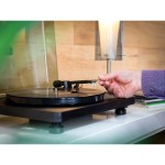 Platine vinyle en bois avec cartouche MMC et encodage PC Noir  - 12