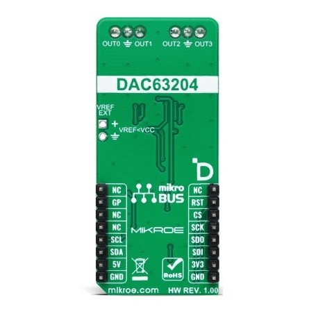 Vue arrière du Module DAC 16 Click MIKROE-6209